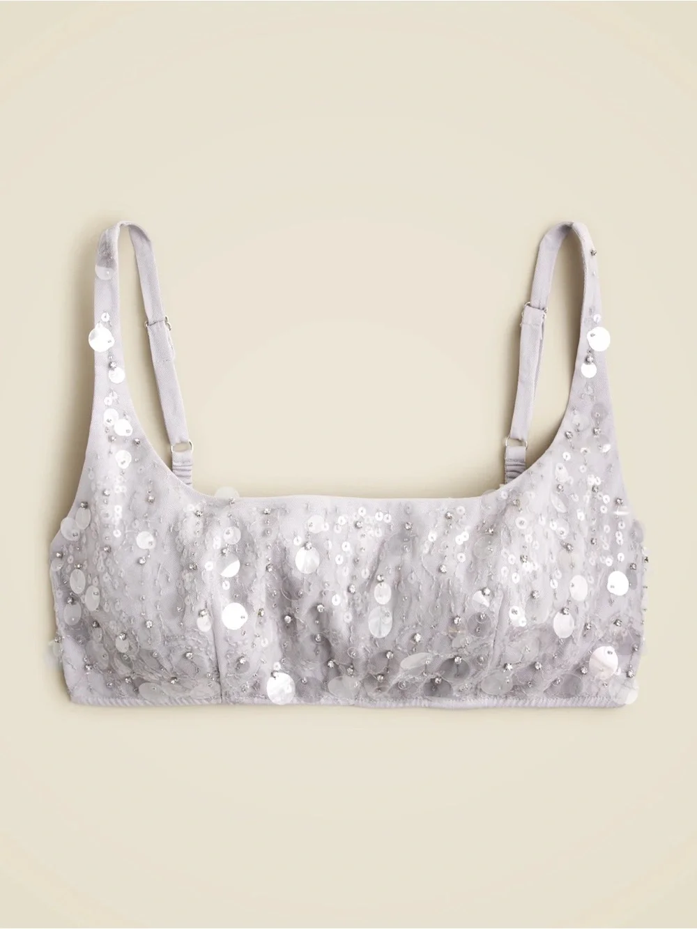 J. Crew Collection Sequin-Embellished Bra Top, Silver Size 2